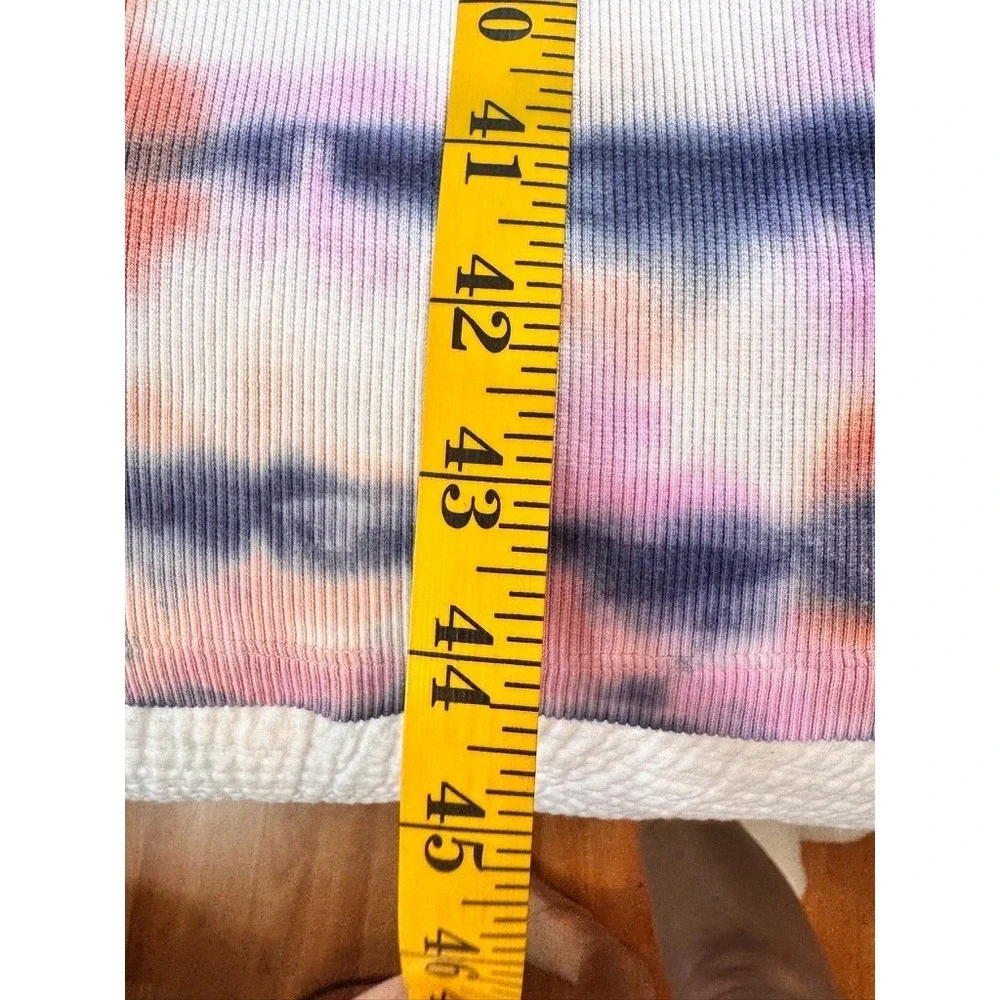 YFB Tie Dye Ribbed Midi Tank Dress Womens S Racerback Bodycon White Blue Pink